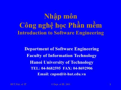 Bài giảng Nhập môn công nghệ phần mềm - Phần 4: Thiết kế và lập trình