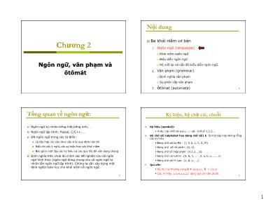 Bài giảng Ôtômát và ngôn ngữ hình thức - Chương 2: Ngôn ngữ, văn phạm và ôtômát - Nguyễn Thị Thùy Linh