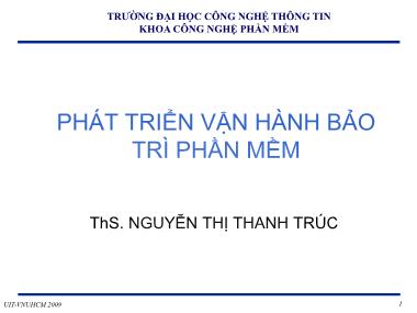 Bài giảng Phát triển vận hành bảo trì phần mềm - Giới thiệu môn học - Nguyễn Thị Thanh Trúc
