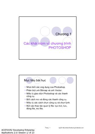 Bài giảng Photoshop - Chương 1: Các khái niệm về chương trình photoshop