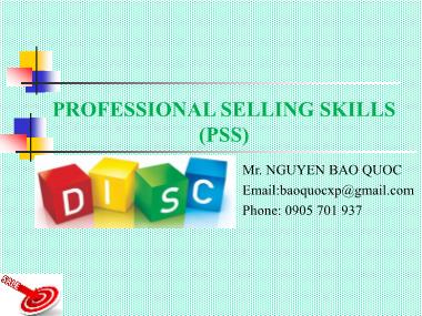 Bài giảng Professional selling skills