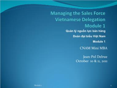 Bài giảng Quản lý nguồn lực bán hàng Đoàn đại biểu Việt Nam