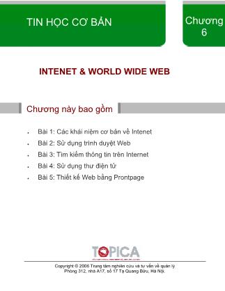 Bài giảng Tin học cơ bản - Chương 6: Intenet & World wide web