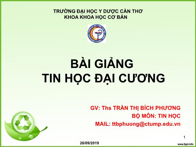 Bài giảng Tin học đại cương - Chương 3: Hệ điều hành Windows - Trần Thị Bích Phương