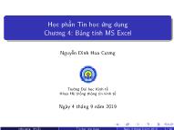 Bài giảng Tin học ứng dụng - Chương 4: Bảng tính MS Excel - Nguyễn Đình Hoa Cương