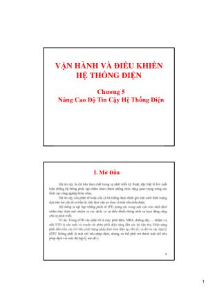 Bài giảng Vận hành và điều khiển hệ thống điện - Chương 5: Nâng cao độ tin cậy hệ thống điện - Võ Ngọc Điều