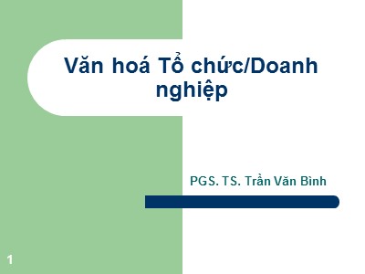 Bài giảng Văn hoá tổ chức/doanh nghiệp - Trần Văn Bình