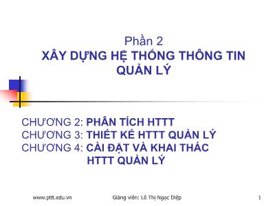 Bài giảng Xây dựng hệ thống thông tin quản lý