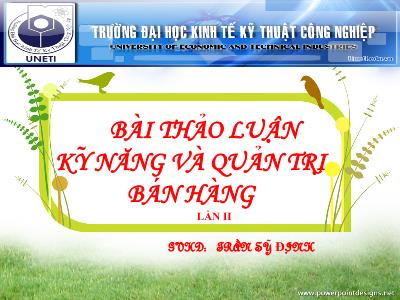 Bài thảo luận Kỹ năng và quản trị bán hàng