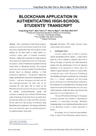 Blockchain application in authenticating high-school students’ transcript
