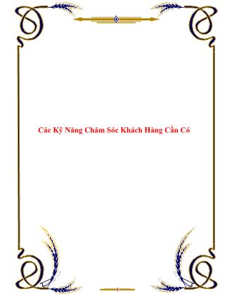 Các kỹ năng chăm sóc khách hàng cần có