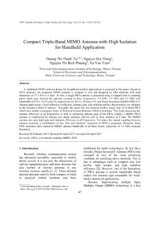 Compact triple - Band mimo antenna with high isolation for handheld application