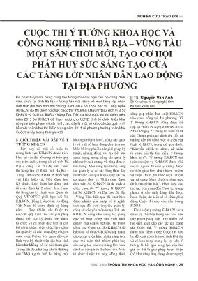 Cuộc thi ý tưởng khoa học và công nghệ tỉnh Bà Rịa – Vũng Tàu một sân chơi mới, tạo cơ hội phát huy sức sáng tạo của các tầng lớp nhân dân lao động tại địa phương