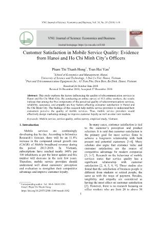 Customer satisfaction in mobile service quality: Evidence from hanoi and Ho Chi Minh city’s officers