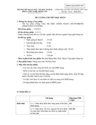 Đề cương chi tiết học phần Hệ điều hành mạng (Networking operating systems)