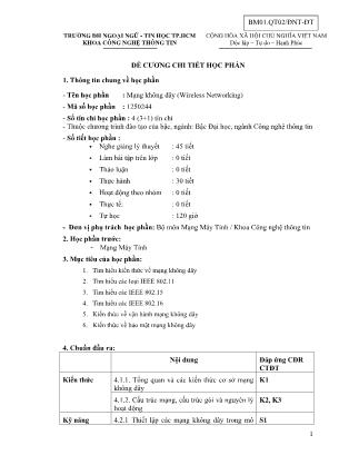 Đề cương chi tiết học phần Mạng không dây (Wireless Networking)