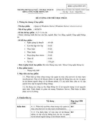 Đề cương chi tiết môn Quản trị Windows Server