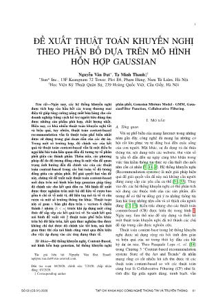 Đề xuất thuật toán khuyến nghị theo phân bố dựa trên mô hình hỗn hợp Gaussian