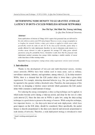 Determining node density to guarantee average latency in duty-Cycled wireless sensor networks