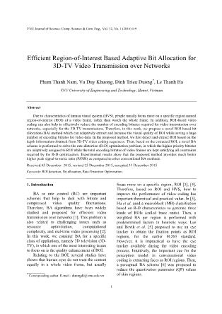 Efficient region-Of-interest based adaptive bit allocation for 3D-TV  video transmission over networks