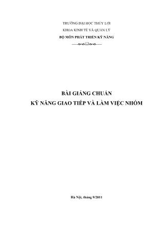 Giáo trình Kỹ năng giao tiếp và làm việc nhóm