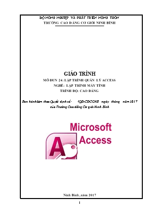 Giáo trình Lập trình quản lý Access - Lập trình máy tính