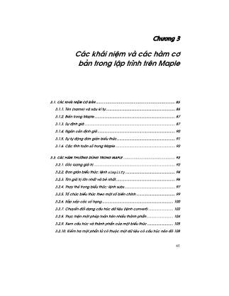 Giáo trình Maple - Chương 3: Các khái niệm và các hàm cơ bản trong lập trình trên Maple