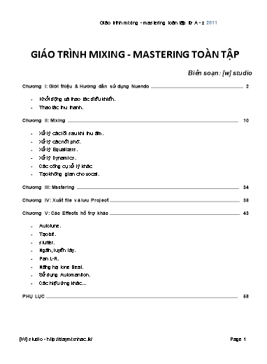 Giáo trình Mixing - Mastering toàn tập