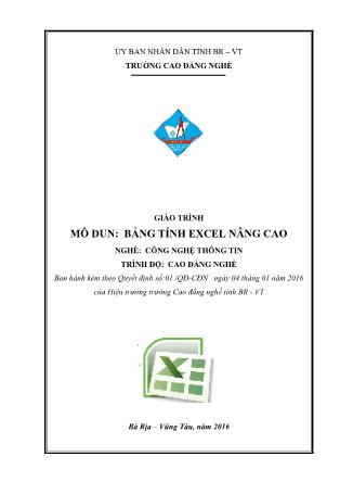 Giáo trình mô đun Bảng tính Excel nâng cao