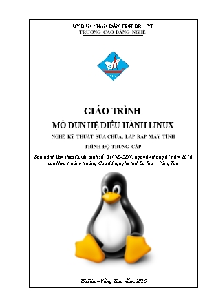 Giáo trình Mô đun Hệ điều hành Linux - Kỹ thuật sửa chữa, lắp ráp máy tính