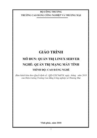 Giáo trình Mô đun Quản trị Linux Server - Quản trị mạng máy tính