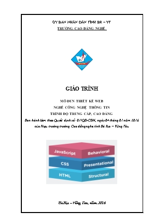 Giáo trình mô đun Thiết kế web - Nghề: Công nghệ thông tin