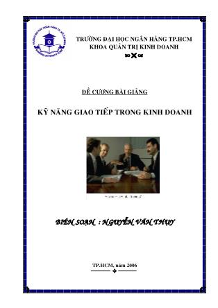 Giáo trình môn Kỹ năng giao tiếp trong kinh doanh