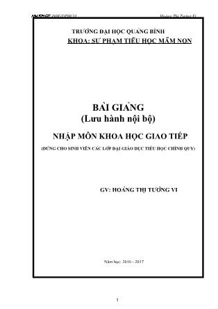 Giáo trình Nhập môn khoa học giao tiếp