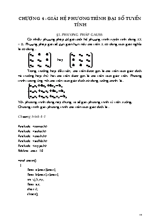 Giáo trình Phương pháp tính - Chương 4: Giải hệ phương trình đại số tuyến tính