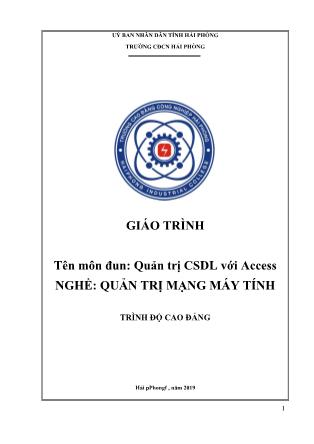 Giáo trình Quản trị CSDL với Access - Nghề: Quản trị mạng máy tính