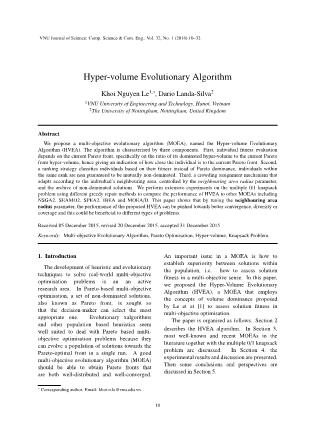 Hyper - Volume evolutionary algorithm