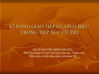 Kĩ năng giao tiếp của đại biểu trong tiếp xúc cử tri