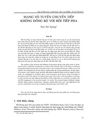 Mạng vô tuyến chuyển tiếp không đồng bộ với hồi tiếp pha