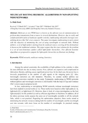 Multicast routing heuristic algorithms in non-splitting WDM networks