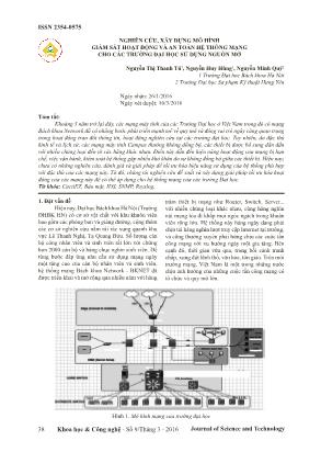 Nghiên cứu, xây dựng mô hình giám sát hoạt động và an toàn hệ thống mạng cho các trường đại học sử dụng nguồn mở
