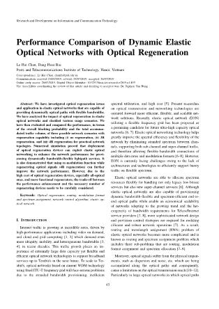 Performance comparison of dynamic elastic optical networks with optical regeneration