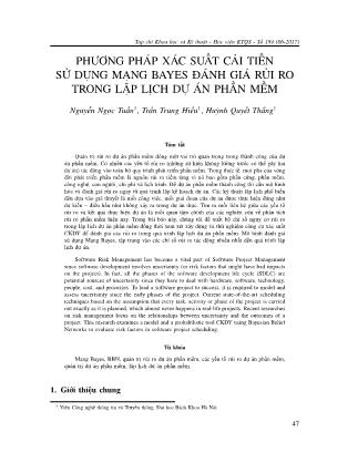 Phương pháp xác suất cải tiến sử dụng mạng bayes đánh giá rủi ro trong lập lịch dự án phần mềm