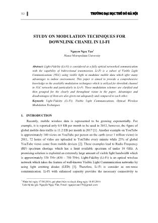 Study on modulation techniques for downlink chanel in Li-Fi