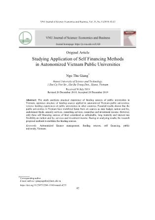 Studying application of self financing methods in autonomized vietnam public universities