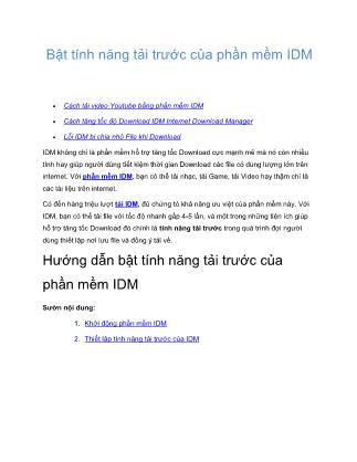 Tài liệu Bật tính năng tải trước của phần mềm IDM