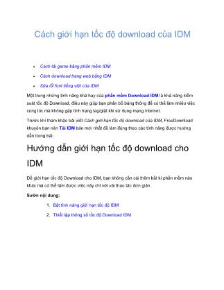 Tài liệu Cách giới hạn tốc độ download của IDM