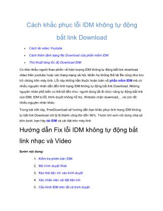 Tài liệu Cách khắc phục lỗi IDM không tự động bắt link Download