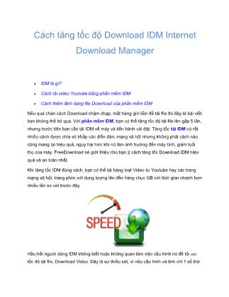 Tài liệu Cách tăng tốc độ Download IDM Internet Download Manager