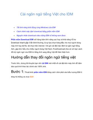 Tài liệu Cài ngôn ngữ tiếng Việt cho IDM